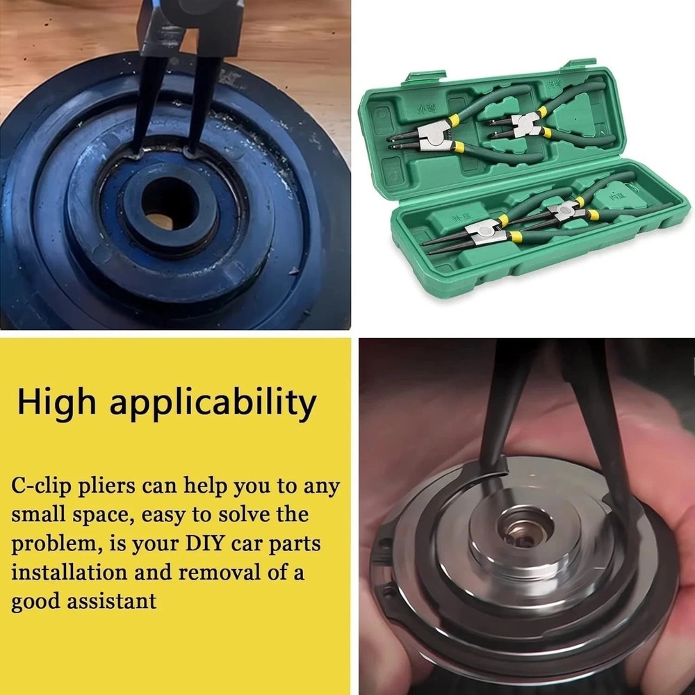 4pc 7" Circlip Plier Snap Ring Pliers Portable Internal External Retaining Clip