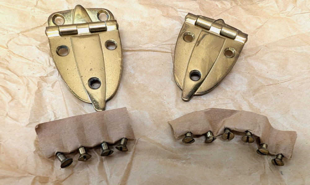 Amerock #E03082 -3 Wrought Solid Brass Cabinet Door Hinges 3/8 Offset Marine Use