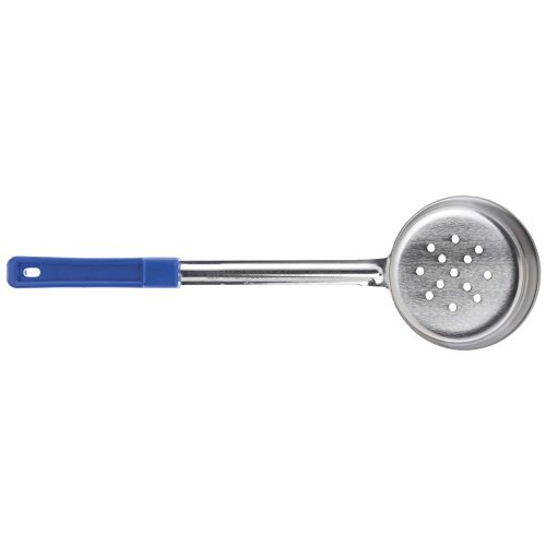 HUBERT® Portion Serving Spoon Scoop Perforated with Blue Plastic Handle 8 Ounce