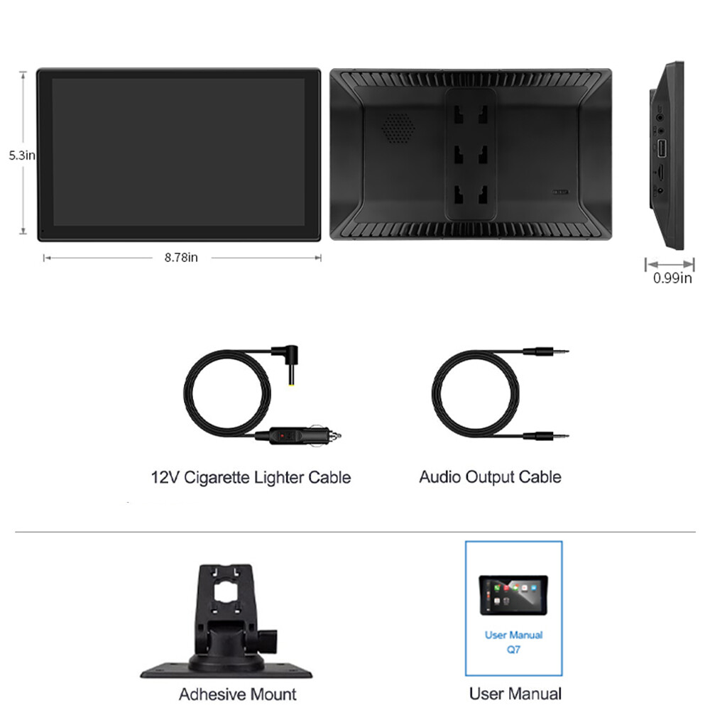 9" Portable Car Stereo Full Touch Screen Wireless Carplay Android auto Bluetooth