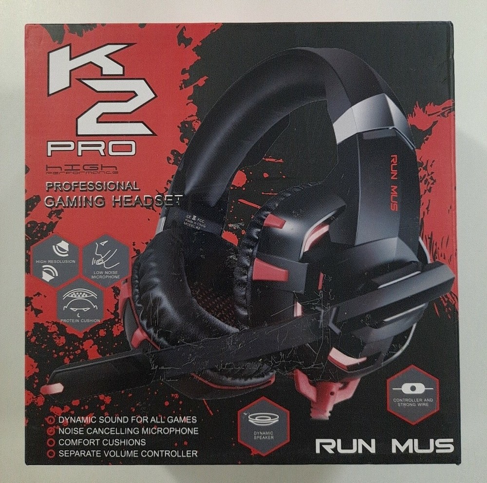 RUNMUS K2 Red Headset for Multiple Platform Gaming Headset