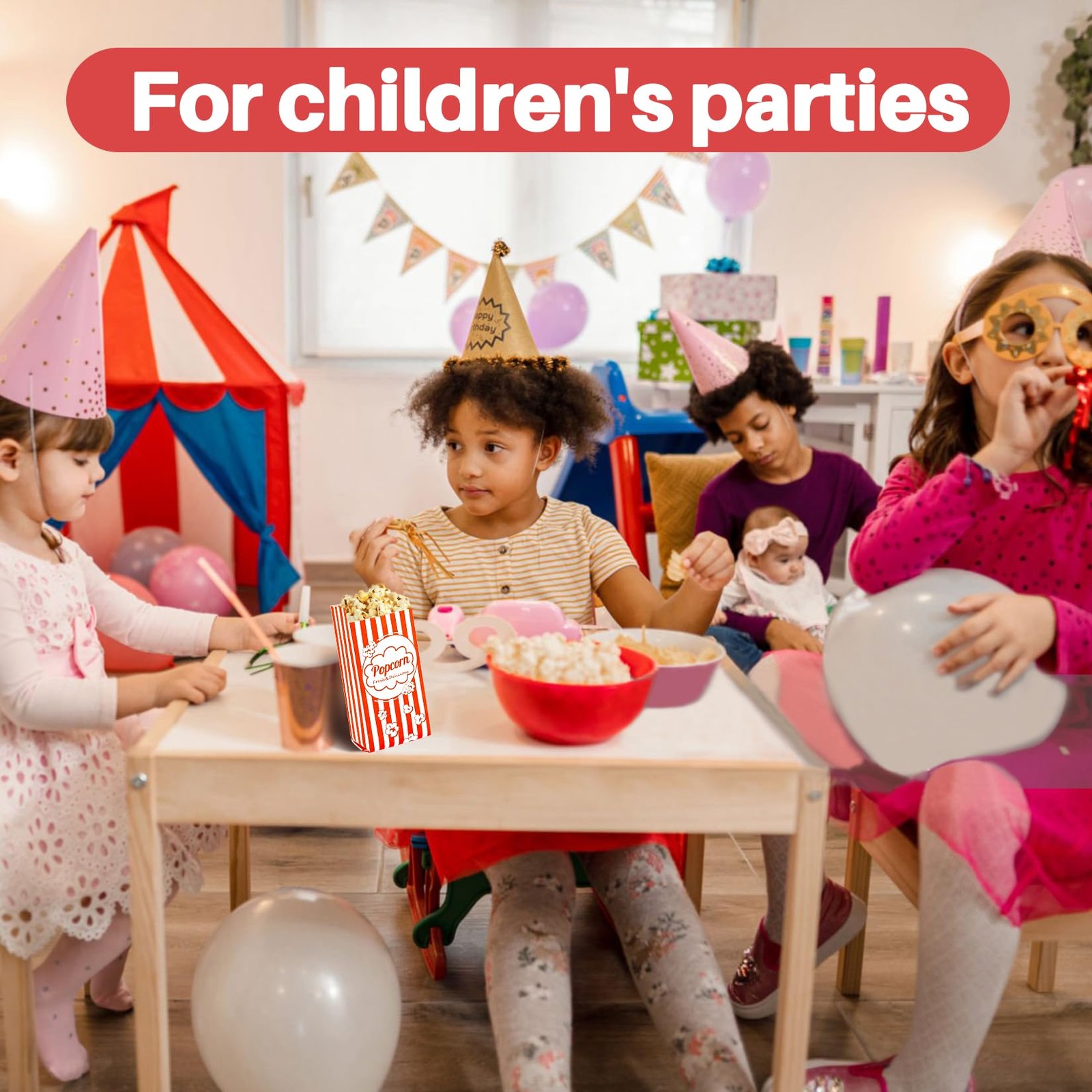 100PCS Popcorn Bags Individual Servings - Disposable Paper Popcorn Bags Party...