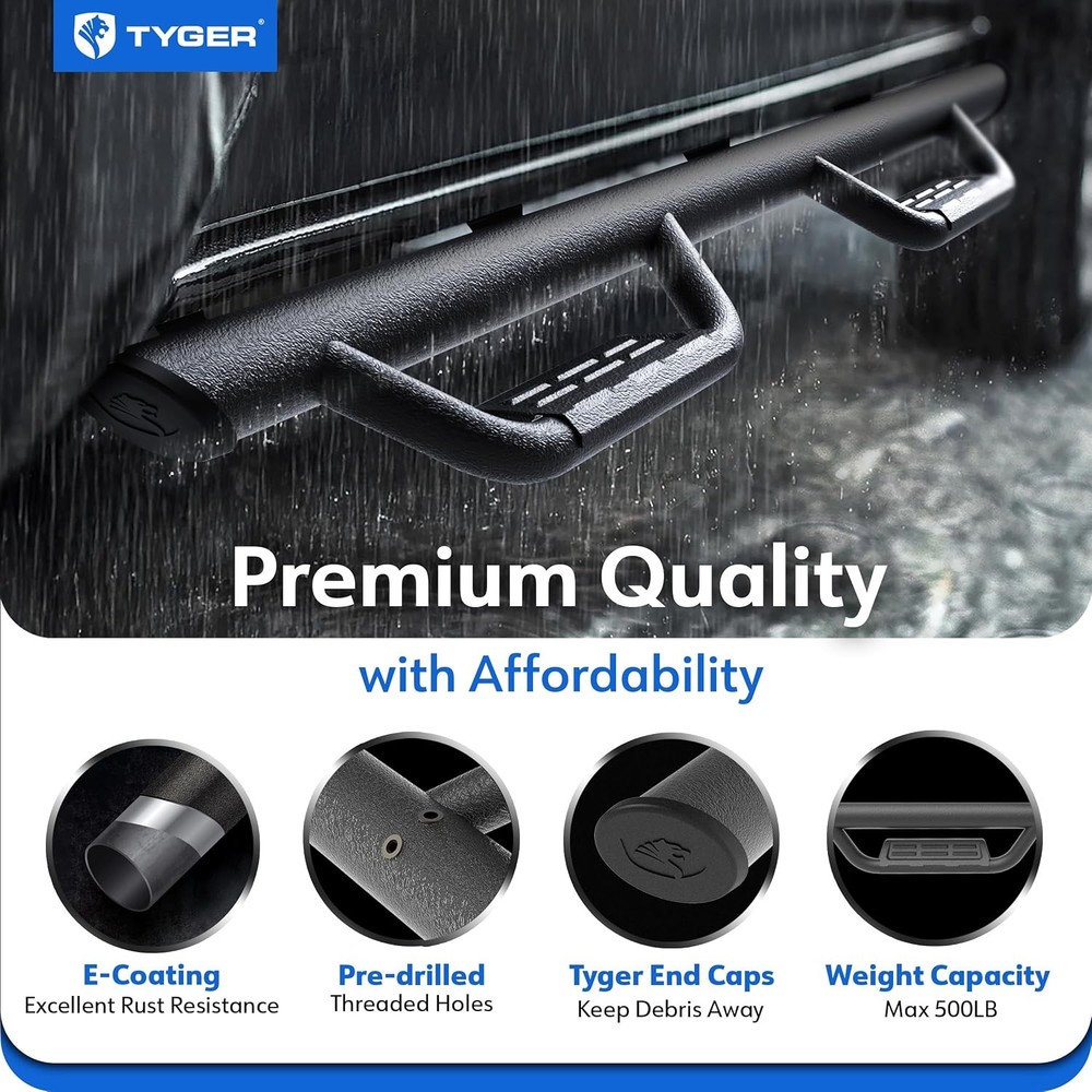 Tyger Auto Black Drop Step Running Boards Tacoma