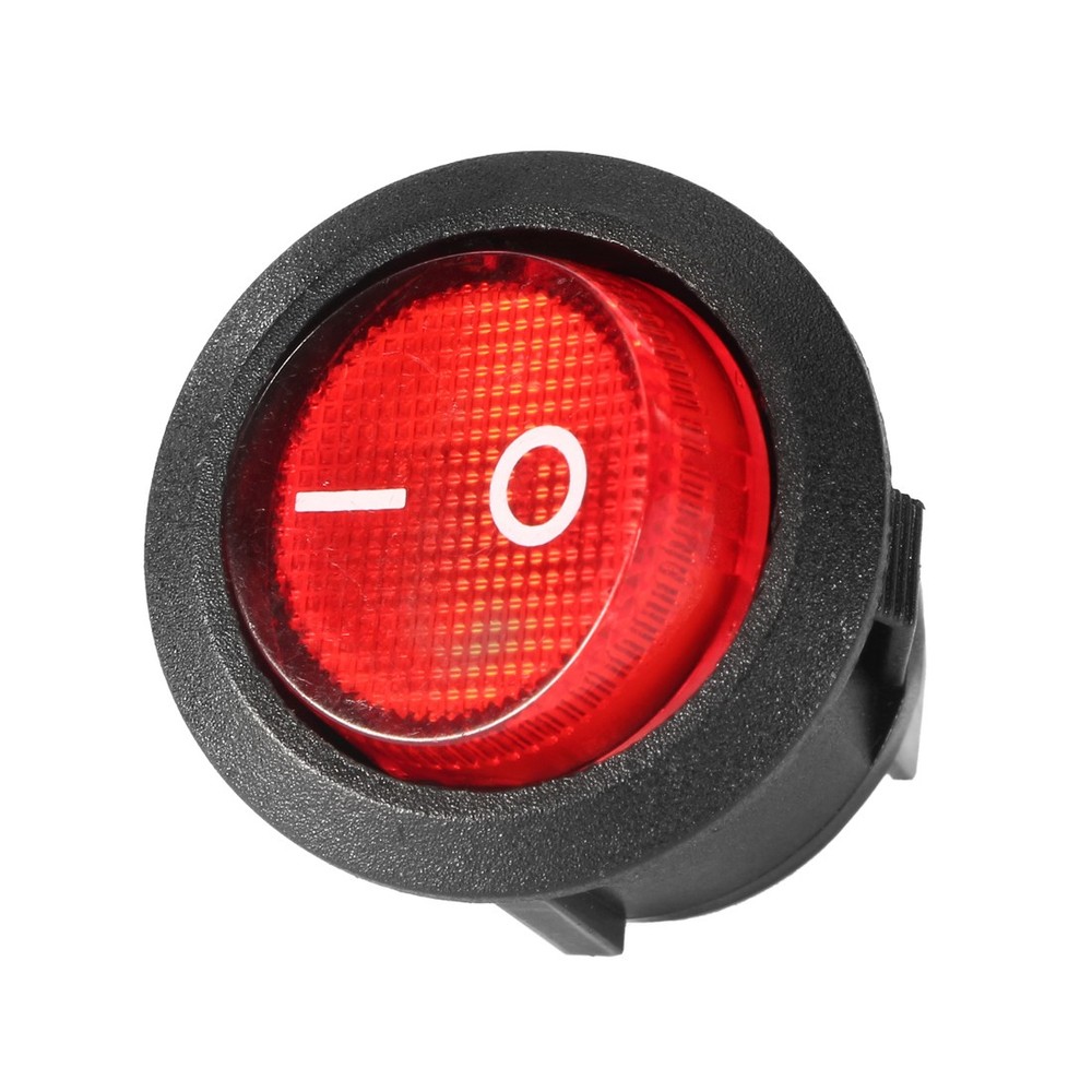 5 x Red Lamp 3 Terminal SPST 2 Position Round Button Rocker Switch