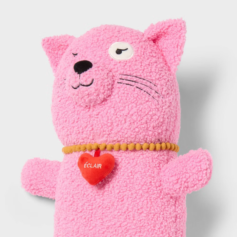 Cat Kids' Long Weighted Plush Throw Pillow Pink - Pillowfort