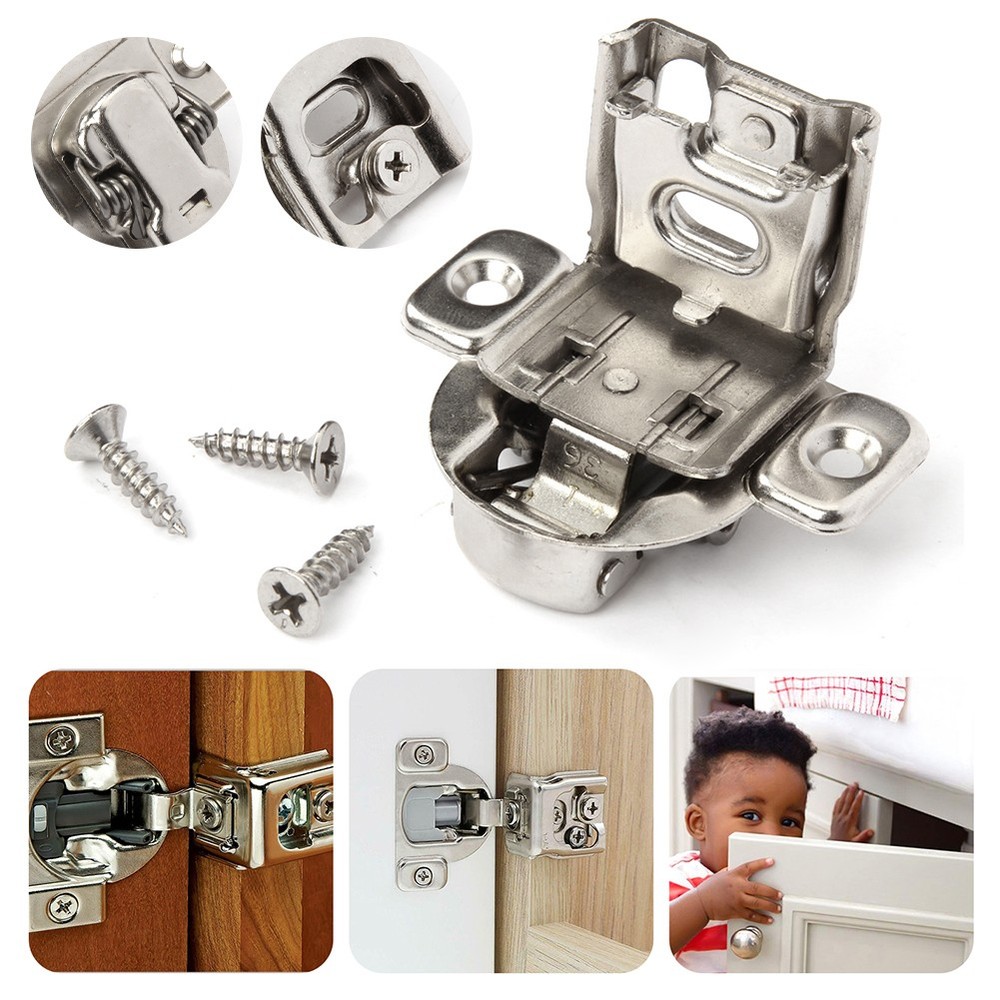 10 Pack Soft-Closing Compact 1-1/4" Overlay 105 Hinge Kitchen Cabinet Hardware