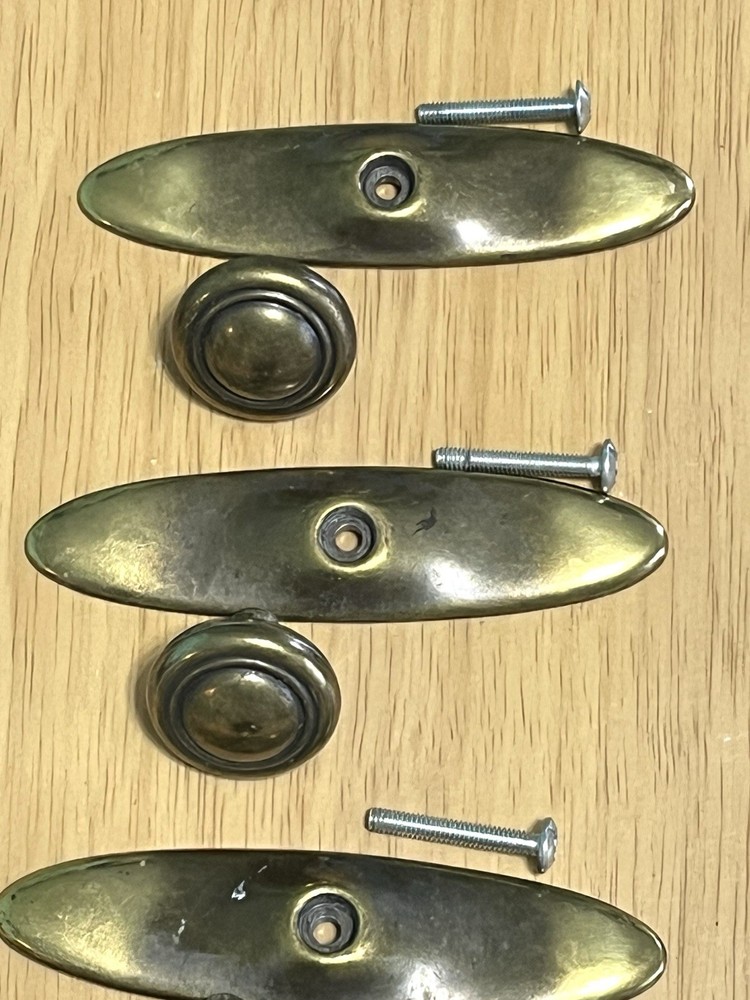KBC 2 Brass Drawer Knobs Pulls W/ Backs Lot # N19381