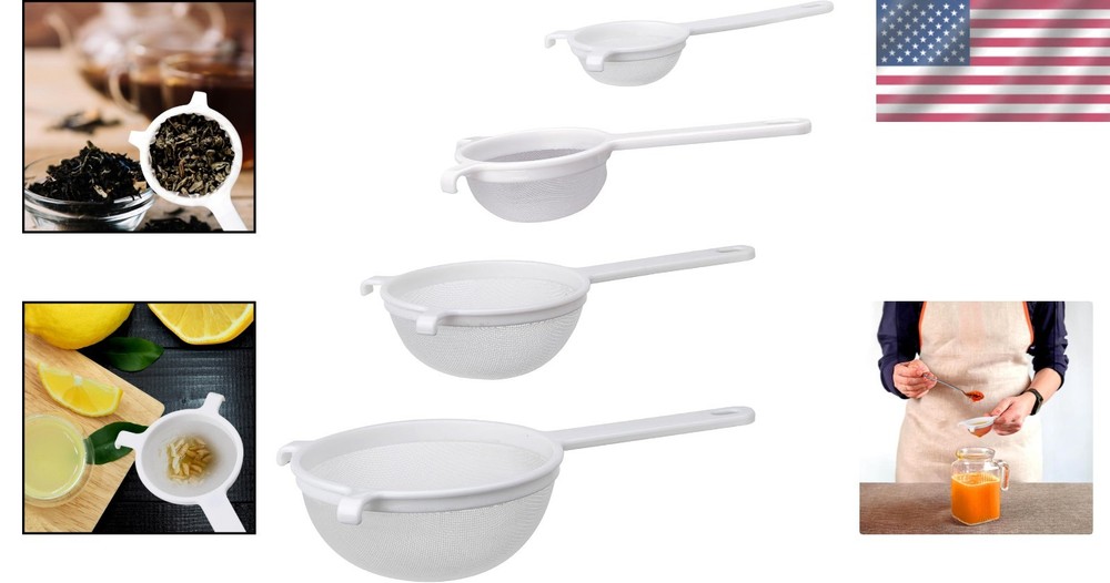 4-Piece Double-Ear Fine Mesh Strainer Set for Effortless Sifting & Straining