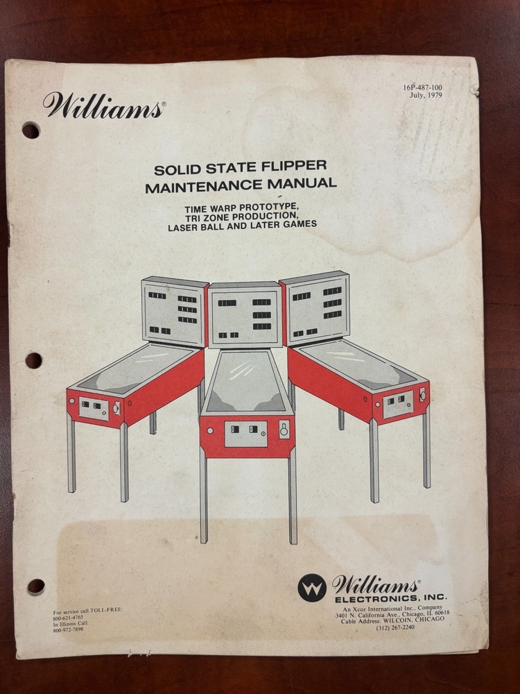 ORIGINAL-WILLIAMS-SOLID STATE FLIPPER-MAINTENANCE MANUAL-VARIOUS GAMES