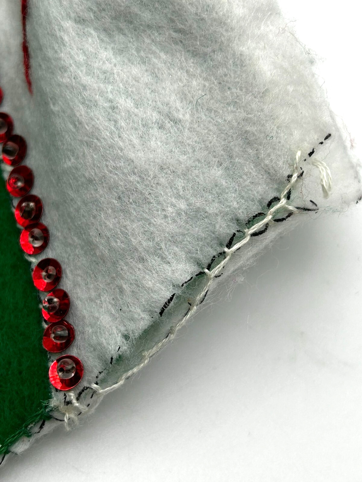 Handmade Completed Bucilla Felt Applique Christmas Stocking MOM Mr. & Mrs. Claus