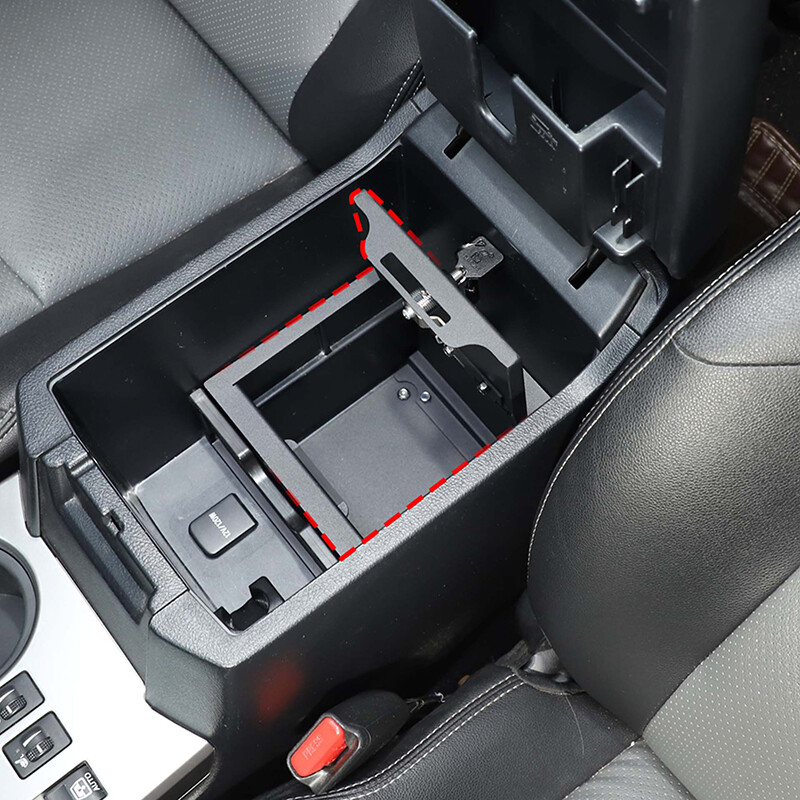 Locking Console Safe Armrest Console Security Storage Box for 4Runner 10+ w/keys