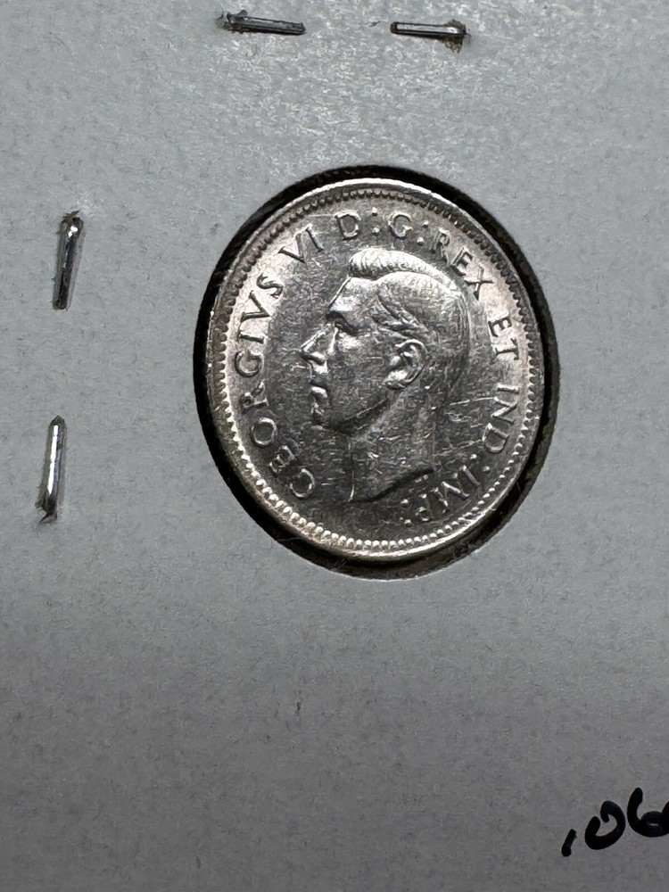 1938 Canada 10 Cents Silver Coin Cleaned