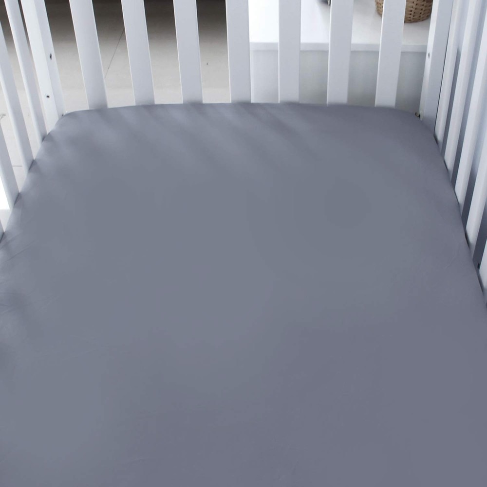 Biloban Crib Sheets Fitted for Boys, 2 Pack Sheets, Grey & Navy