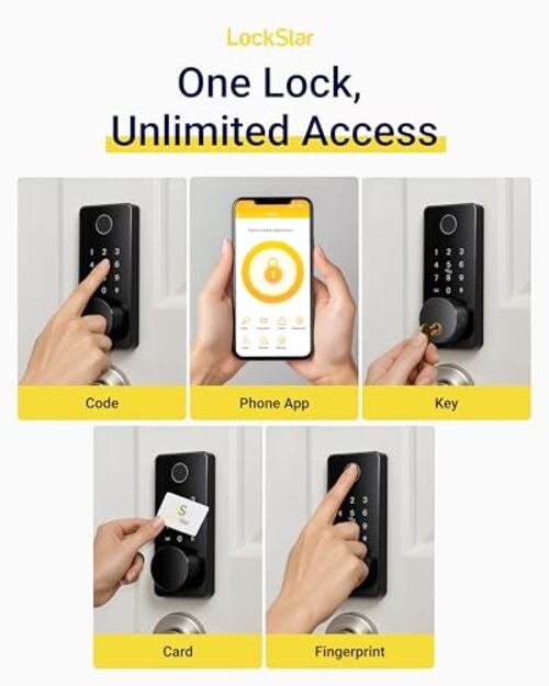 Smart Door Lock • Keyless Entry Deadbolt Door Lock • Multiple Entry Black