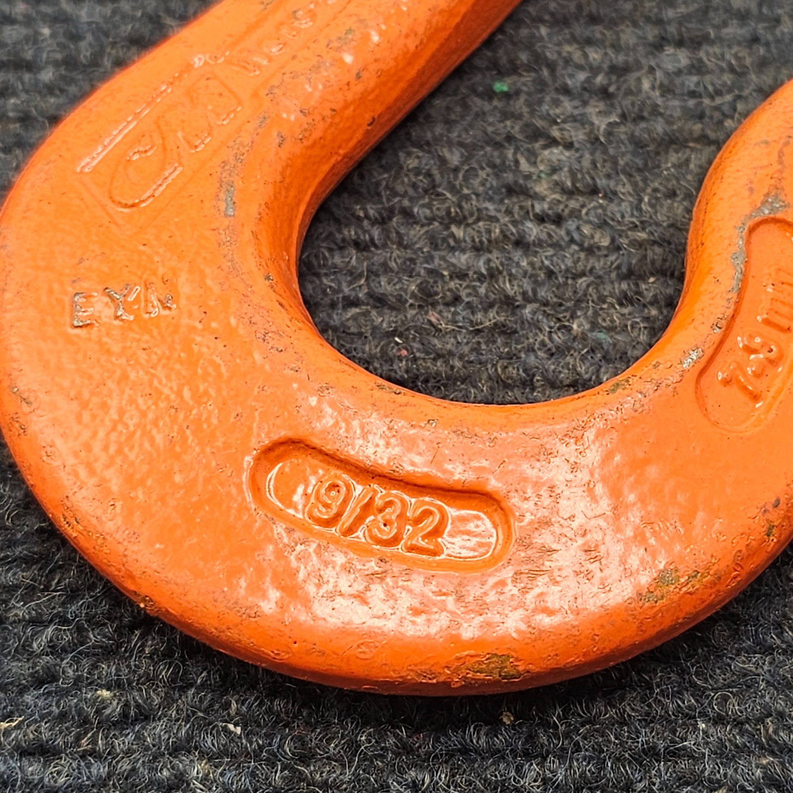 (QTY 2) CM HA800/1000 9/32" Eye Sling Hook Herc Alloy (Missing Safety Latch)