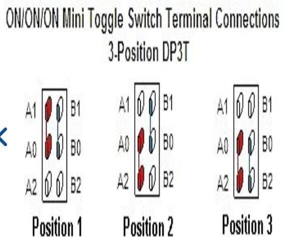 2pcs ON/ON/ON MiNi Toggle Switch Terminal Connection 3- Position DP3T for Effect