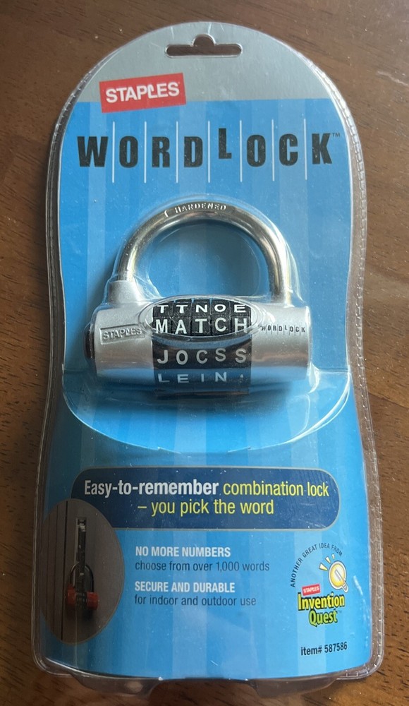 Staples WordLock Easy-To-Remember Combination Lock Model #12015-US