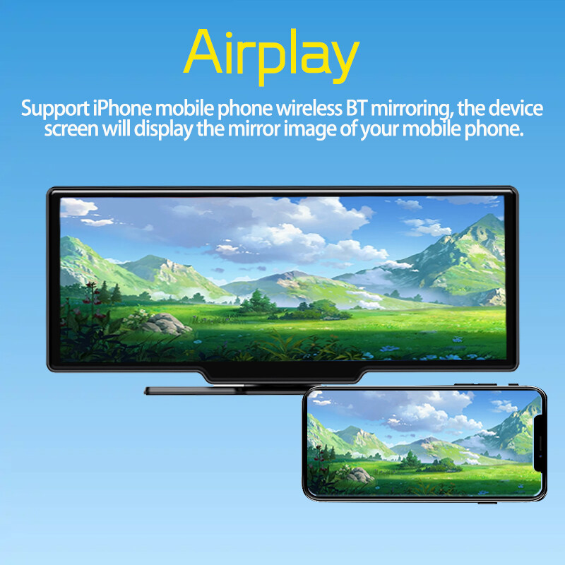 10" Portable Bluetooth Car Stereo Wireless CarPlay Android Auto Touch Screen AUX