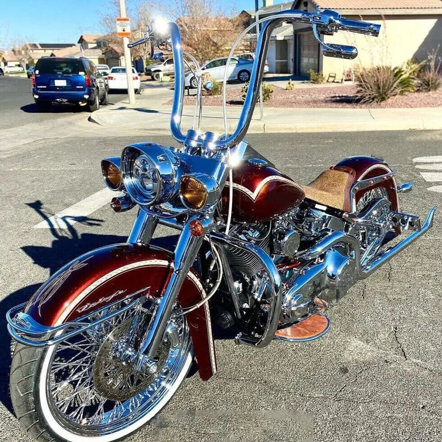 16" Rise Ape Hanger Handlebars For Harley Tour Softail Dyna Sportster Road King