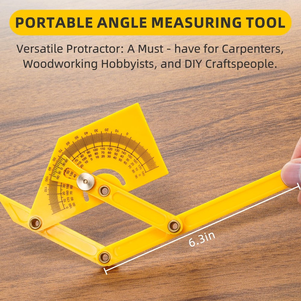 2 Pcs Protractor Angle Finders, Adjustable Protractors 0°-180° with Yellow