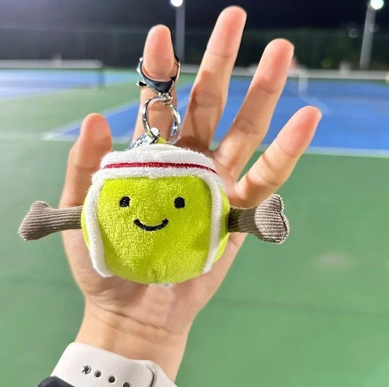 Jellycat Amuseables Tennis Ball Bag Charm Plush Keychain Soft Toy NWT