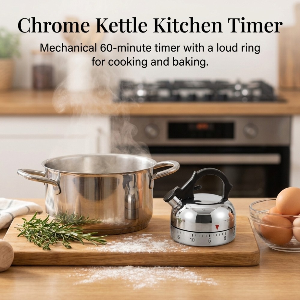 Mechanical Kitchen Timer with Mini Teapot Design for Accurate Timing Model T401