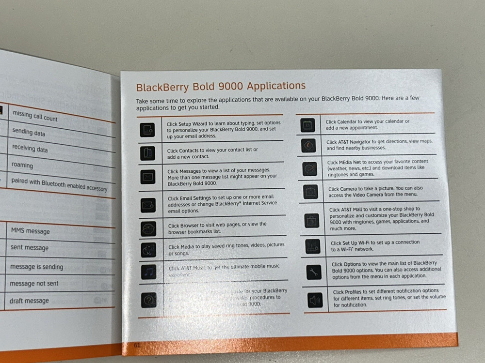 Blackberry Bold 9000 Quick Getting Started Guide Booklet Book Manual