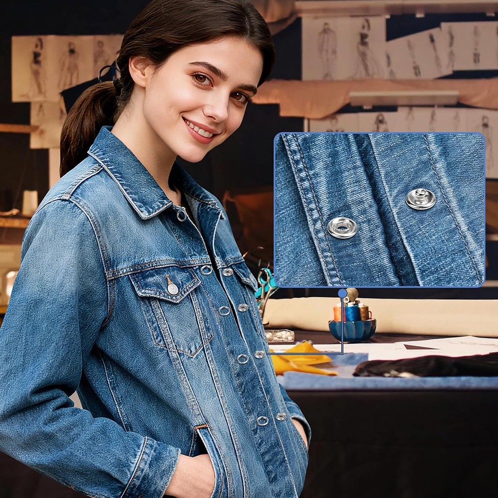 200 Sets Metal Snap Button Kit with Fastener Plier - Sturdy 5-Claw Buckle Tool