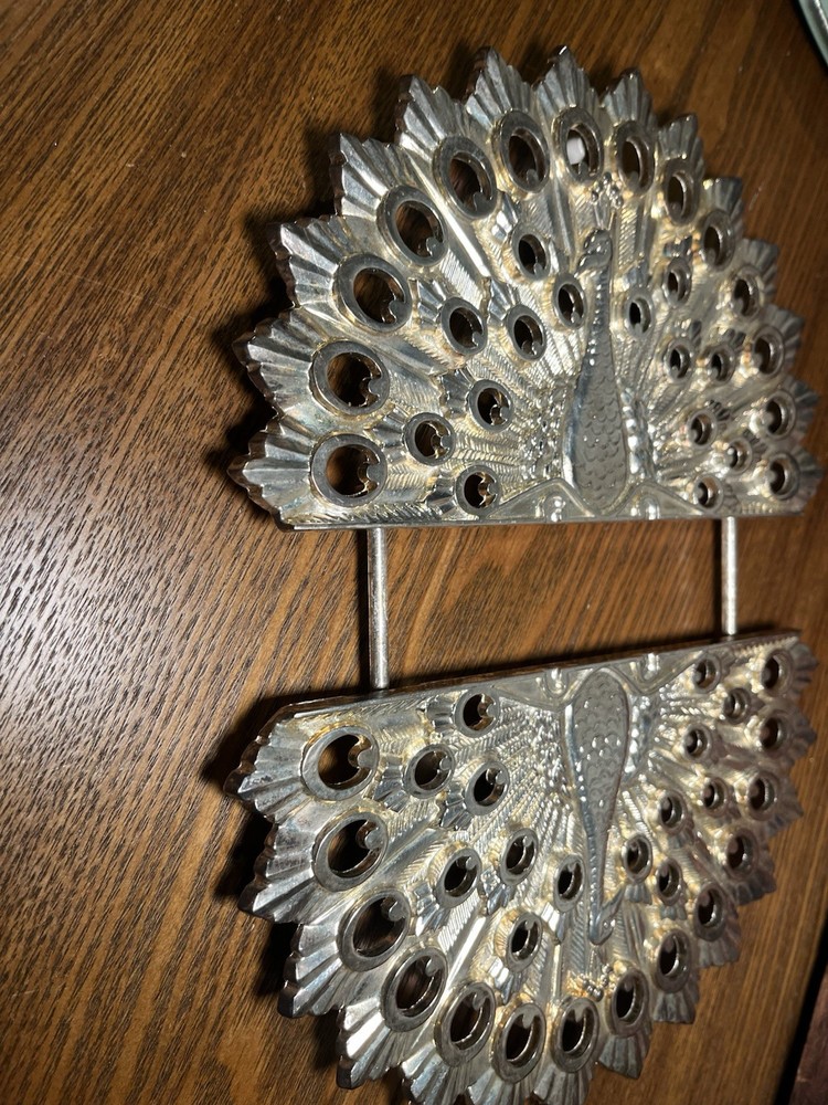 Art Deco Silverplated Zinc PEACOCK TRIVET Godinger, Expandable with Original Box