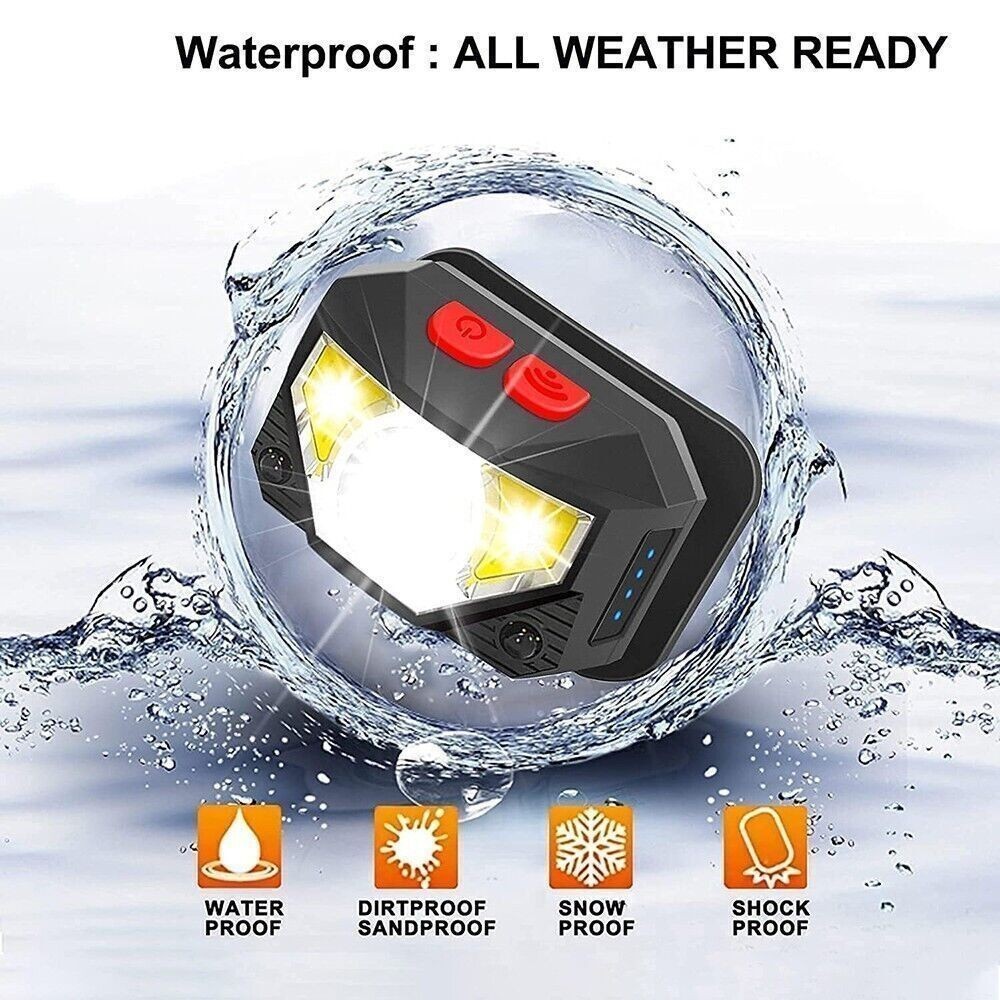 2 Pack USB Rechargeable Waterproof LED Headlamp Headlight Head Light Flashlight