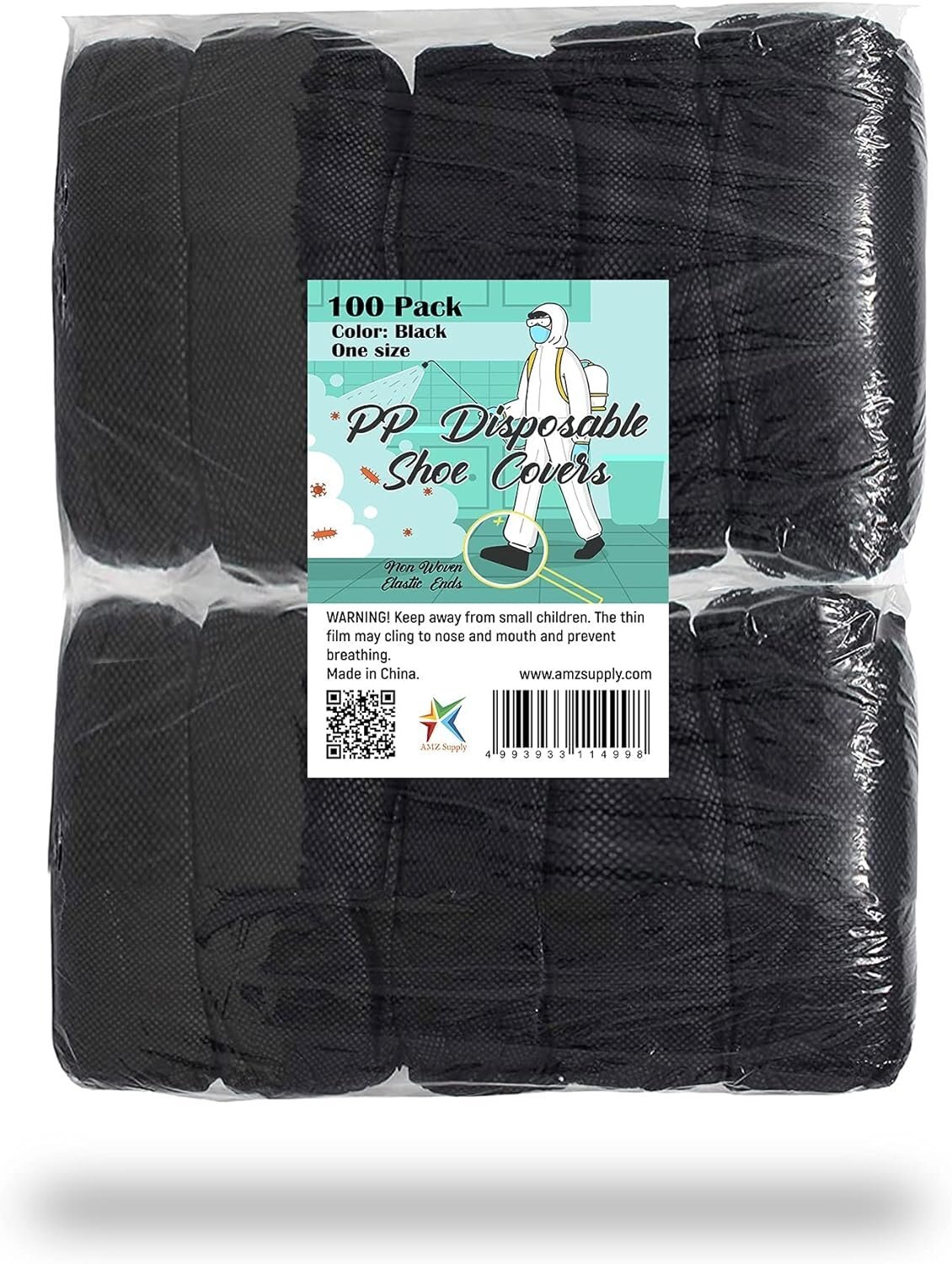 100x Black Disposable Shoe Covers Overshoes Protector Plastic