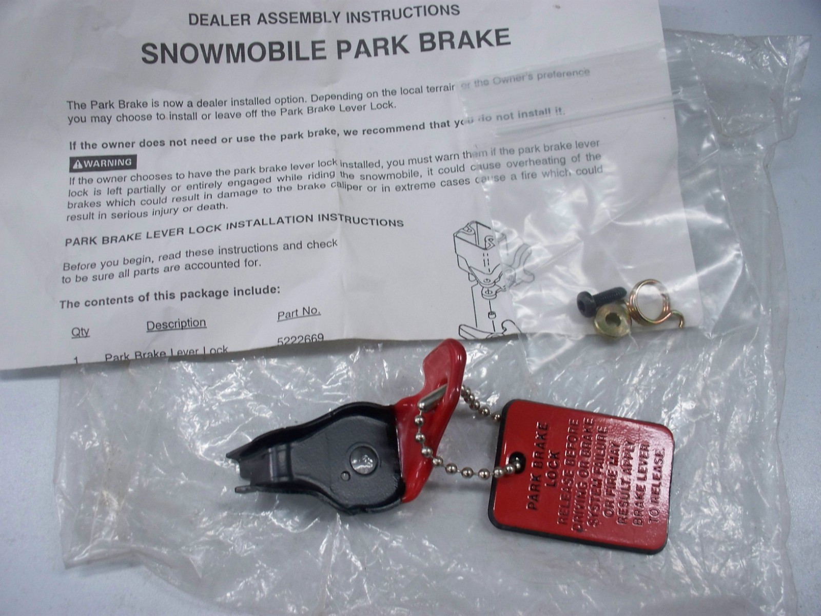 Polaris Snowmobile RXL XLT XCR Sport Classic Trail Park Brake Kit NEW OE 5240809