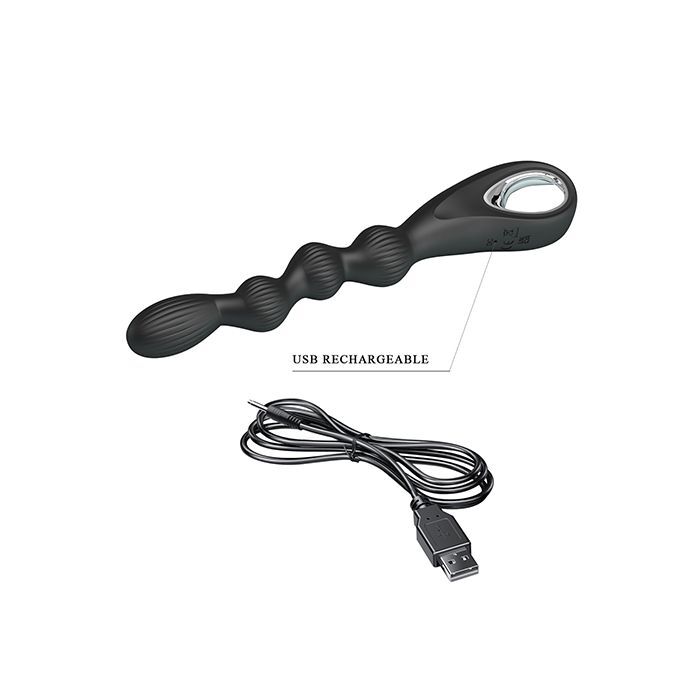 Pretty Love Federer Vibrating Beaded Anal Probe Black