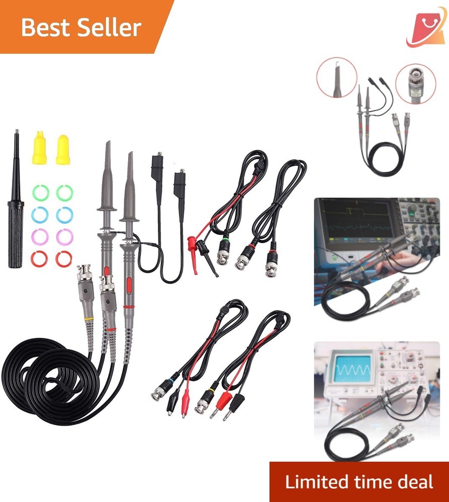 Oscilloscope Probe Kit 100MHz BNC  Leads Clips Accessories for Electronics