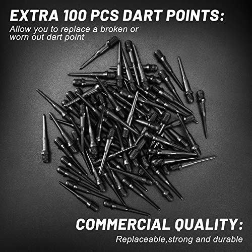 12 Pcs Soft Tip Darts, 18g Plastic Tip Darts Set, Attach Extra 100 Black 2BA