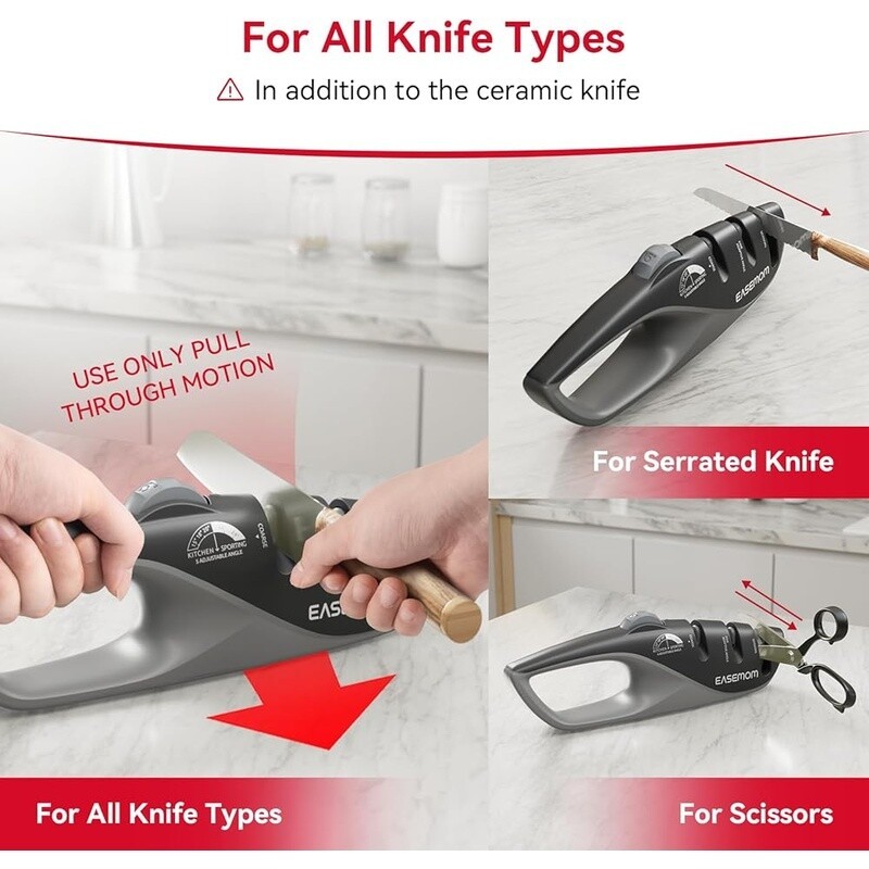 Kitchen Knife Sharpener 5 Adjustable Angles Ergonomic Handheld Tool Coarse Fine