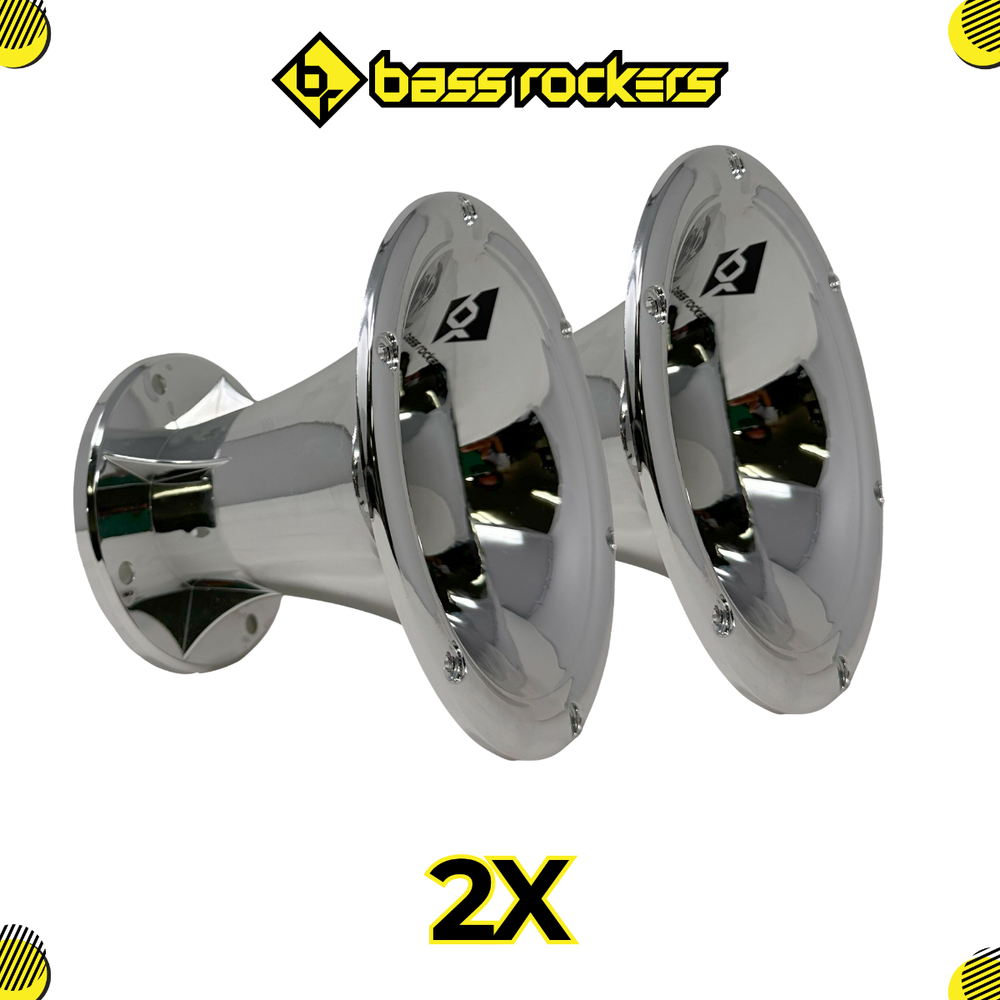 2PC 2” Throat 5.65” Exit Horn Wave Guide UV Resistant Silver Bolt on Compression