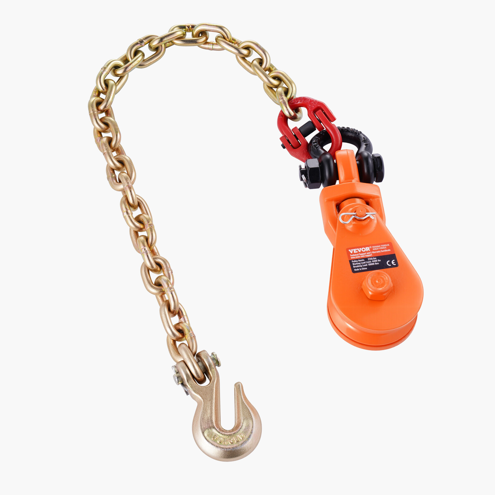 2 Ton 3" Snatch Block with Chain Flatbed Tow Truck Rollback Car Carrier Cable