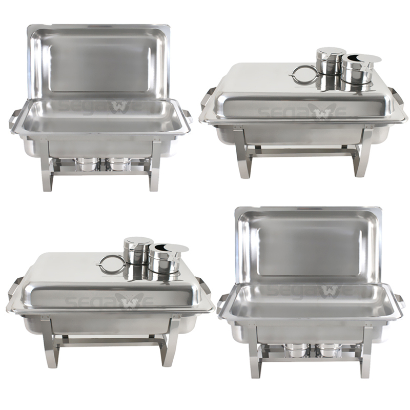4 Packs Chafing Dish 8 Quart Stainless Steel Rectangular Chafer Full Size Buffet