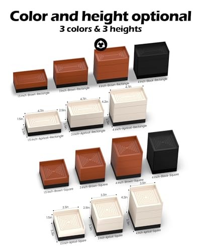 Furniture Risers, Tclouda Bed/Sofa/Desk/Table/Chair 4 Inch-black-rectangle