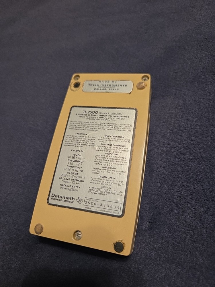 Texas Instruments TI-2500 Datamath 1st Version Calculator *as Seen