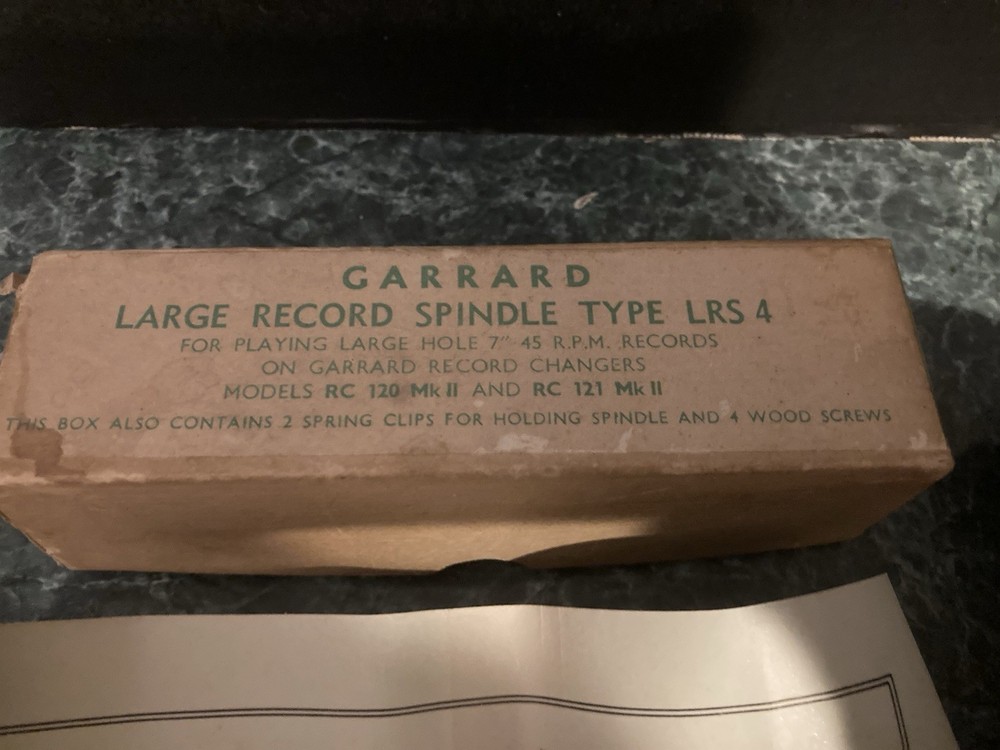 Garrard Large Record Spindle Type LRS 4 W/Box