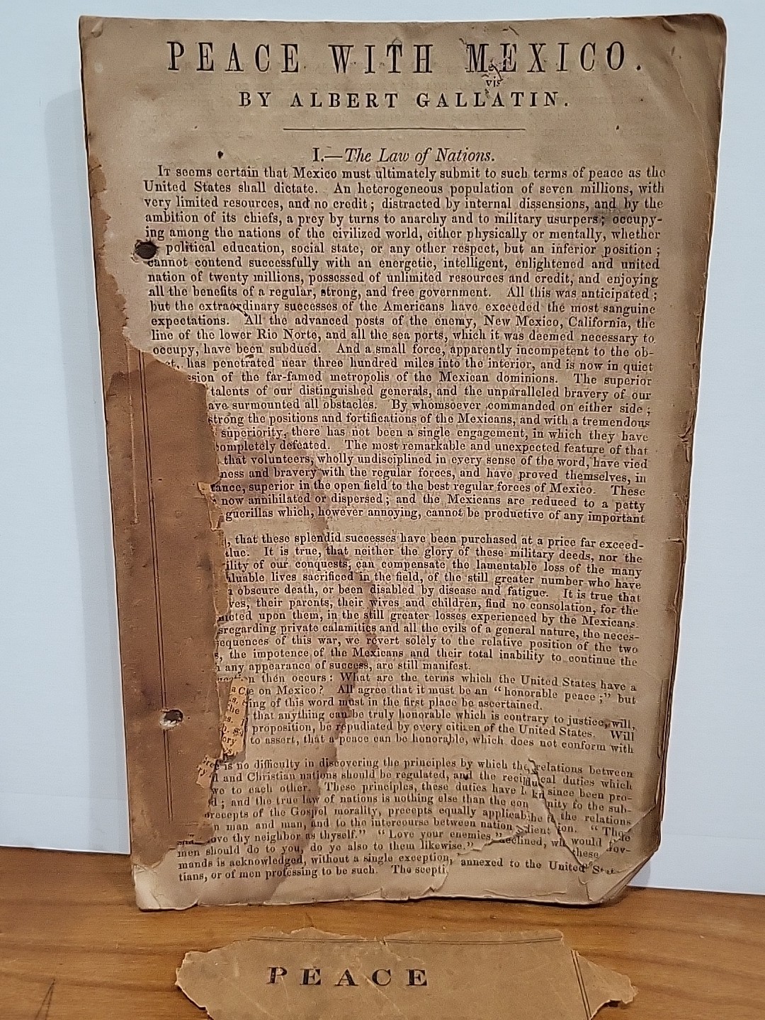 1847 First Edition Peace With Mexico Albert Gallatin ANTI-WAR Annexation Texas