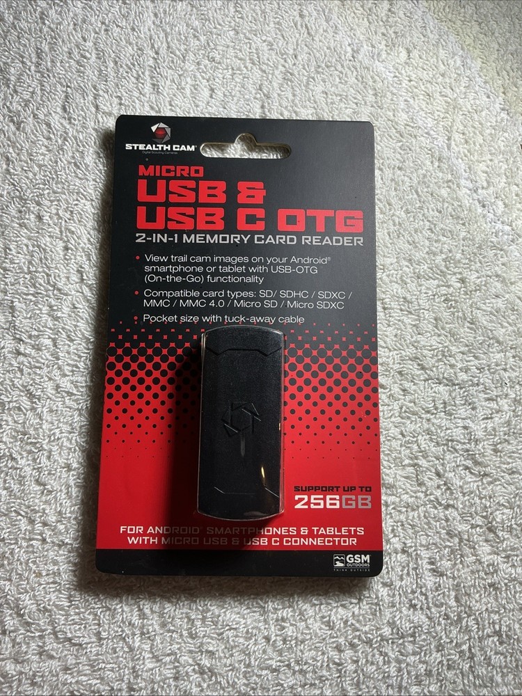 Stealth Cam Micro USB & USB C OTG 2-in-1 Memory Card Reader Android