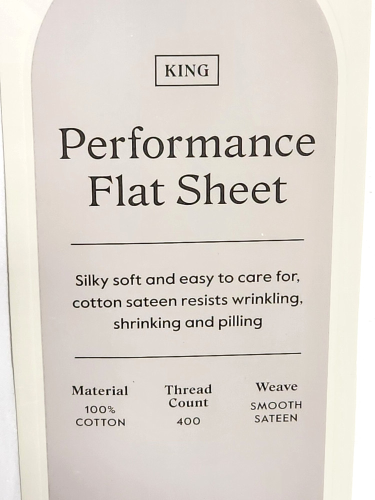Threshold King Size 400 Thread Count Performance Flat Sheet - White