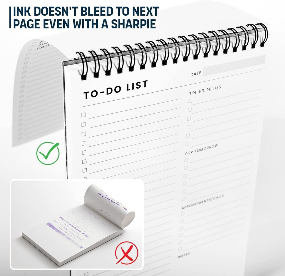 To Do List Notepad: With Multiple Functional Sections - 6.5 x 6.5x9.8”, White