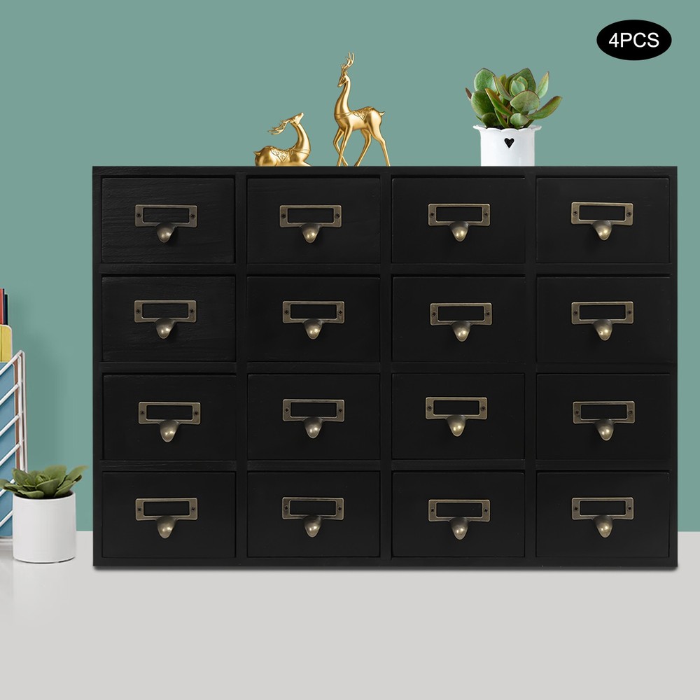 Vintage 4 PCS Drawer Cabinets - Elegant 64-Drawer Storage Solution