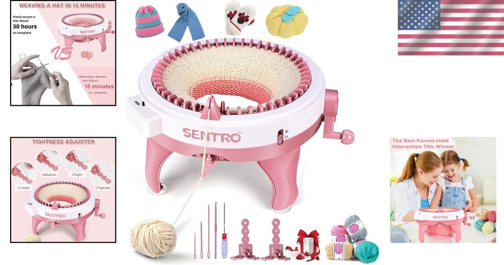 Creative Knitting Kit: 48 Needle Machine for Quick and Easy Handmade Accessories
