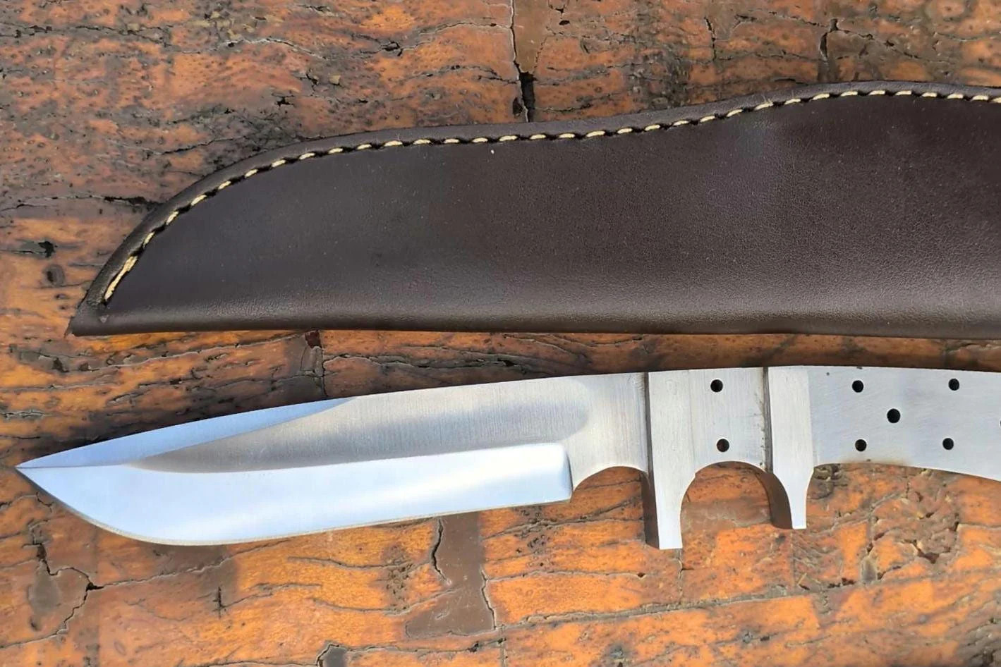 DIY Clip Point Hunting Knife Making Kit: 440C Blade, Bone/Horn Handle