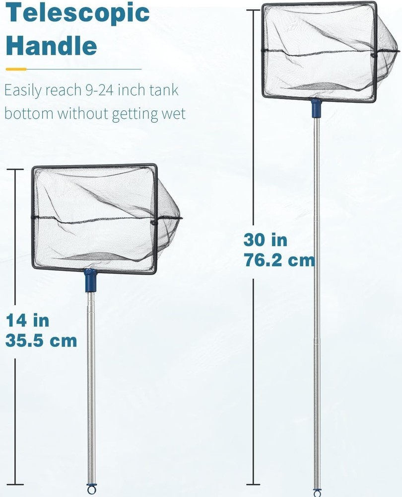 Versatile 8 Inch Aquarium Fish Net with Extendable Handle for Safe Transfers